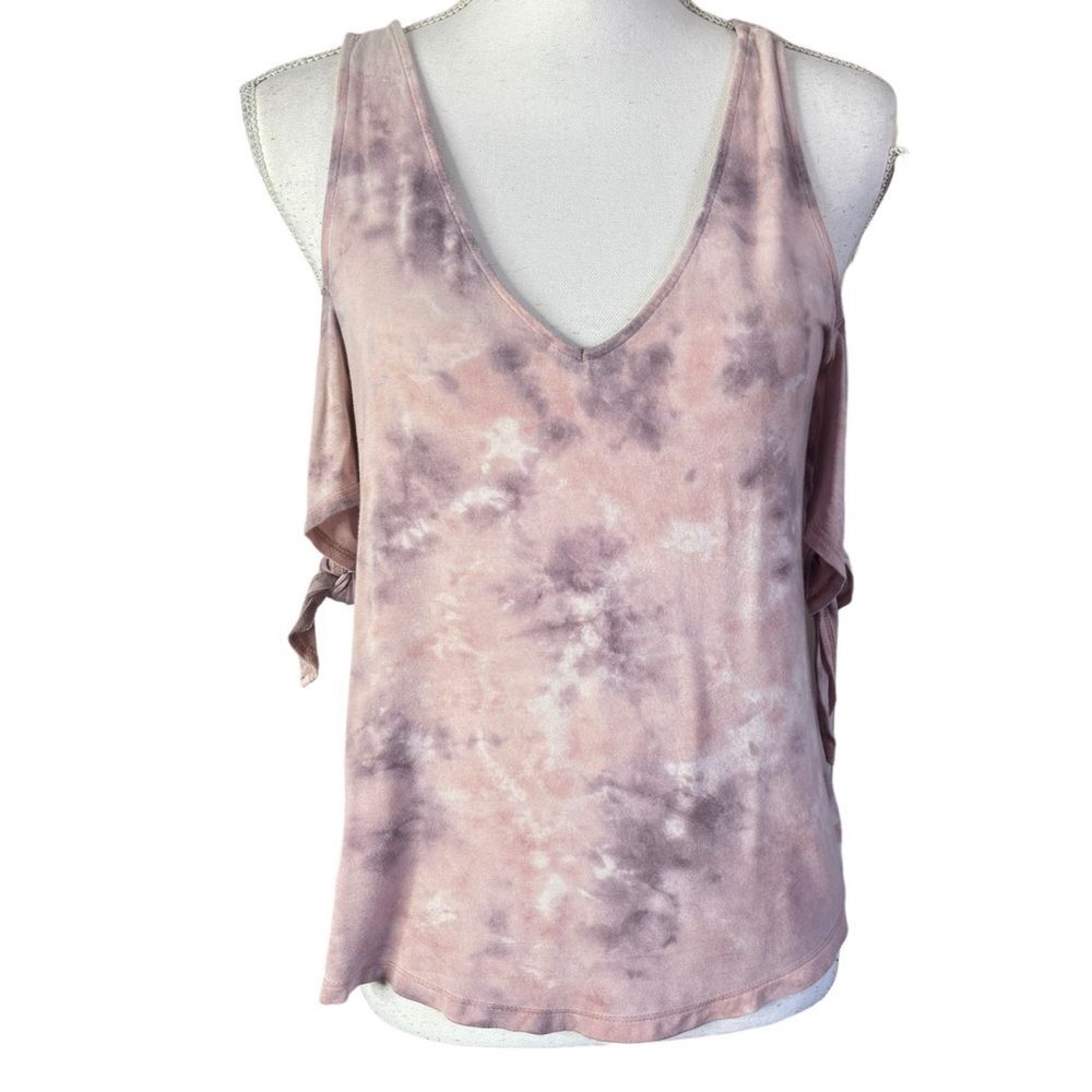 American Eagle Soft & Sexy Cold Shoulder Tie Dye Flowy Tank Top